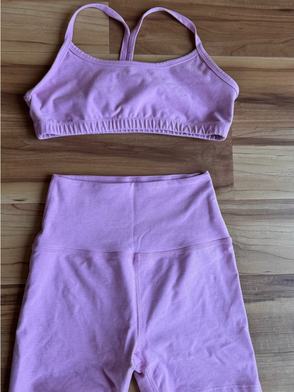 Cutest Beyond Yoga pink Seamless Sports Bralette and High-Waist Shorts